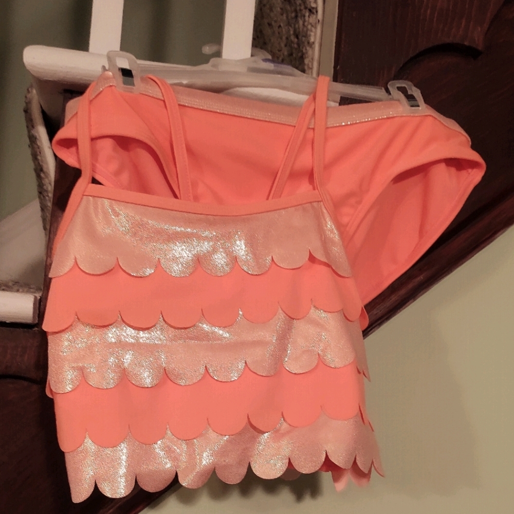 NWT Girl's Ruffled Coral Tankini SZ 18